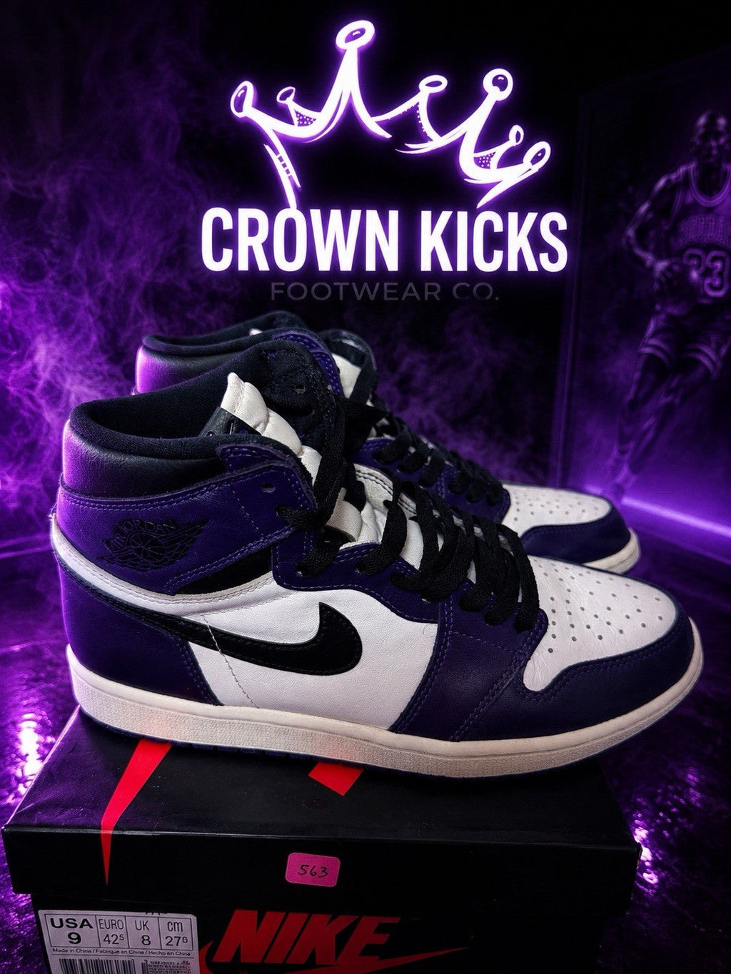 Air Jordan 1 Retro OG High Court Purple - Size 9 - product image from the listing.
