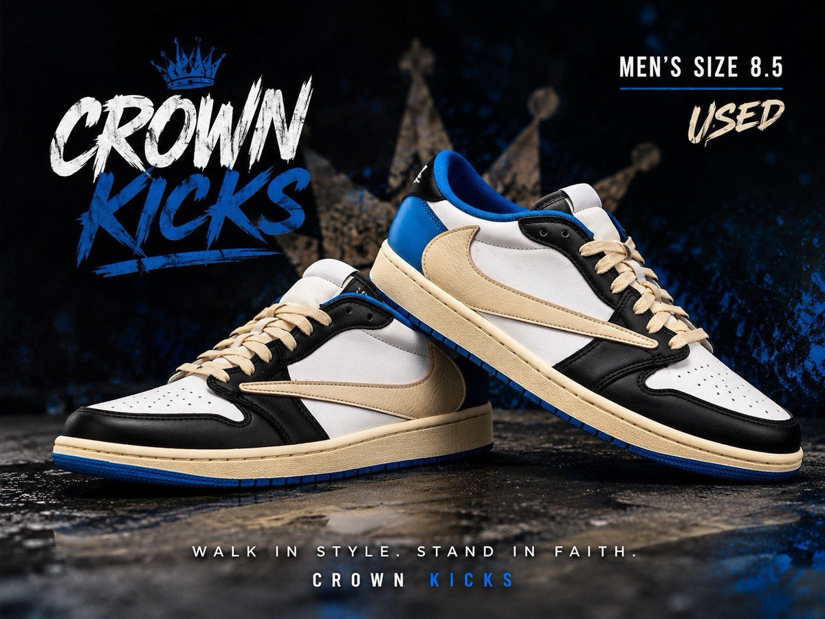 Air Jordan 1 Retro x Fragment Design x Travis Scott Low Blue - Size 8.5 - product image from the listing.