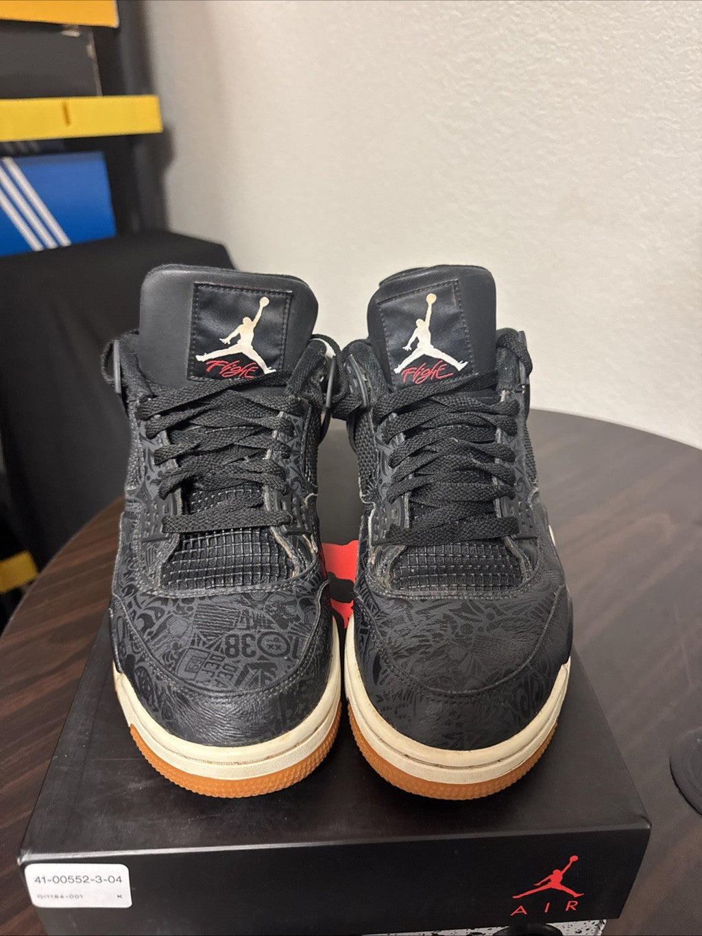 Men's 2019 Air Jordan 4 Retro Black Laser Gum CI1184-001 Size 10.5 - Worn Once - product image from the listing.
