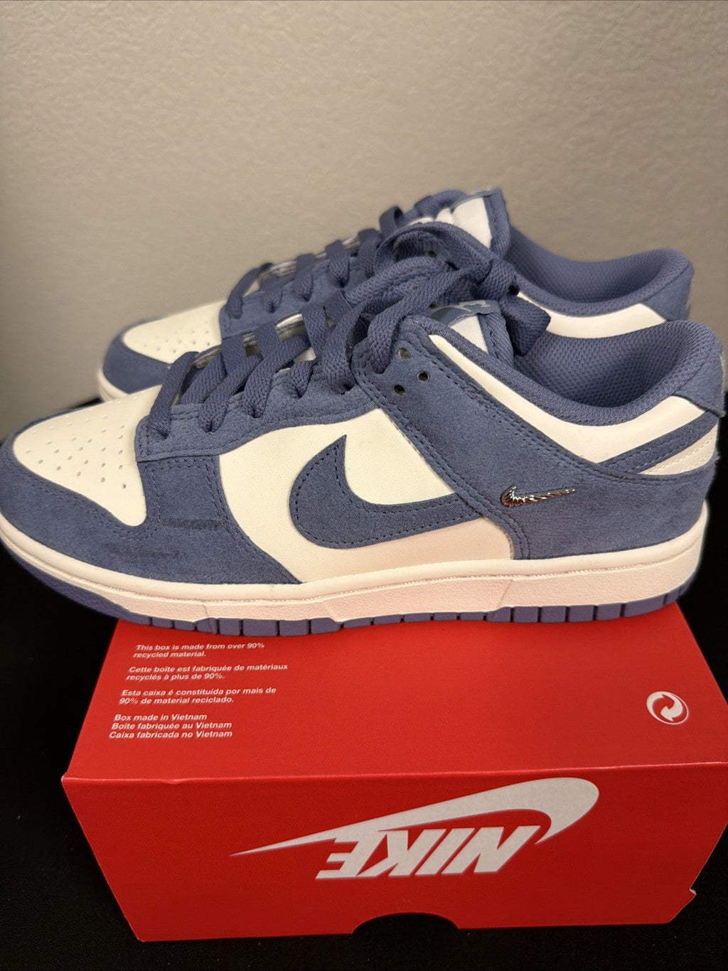Nike Dunk Low Mini Swoosh - World Indigo W - Size 8.5 - product image from the listing.
