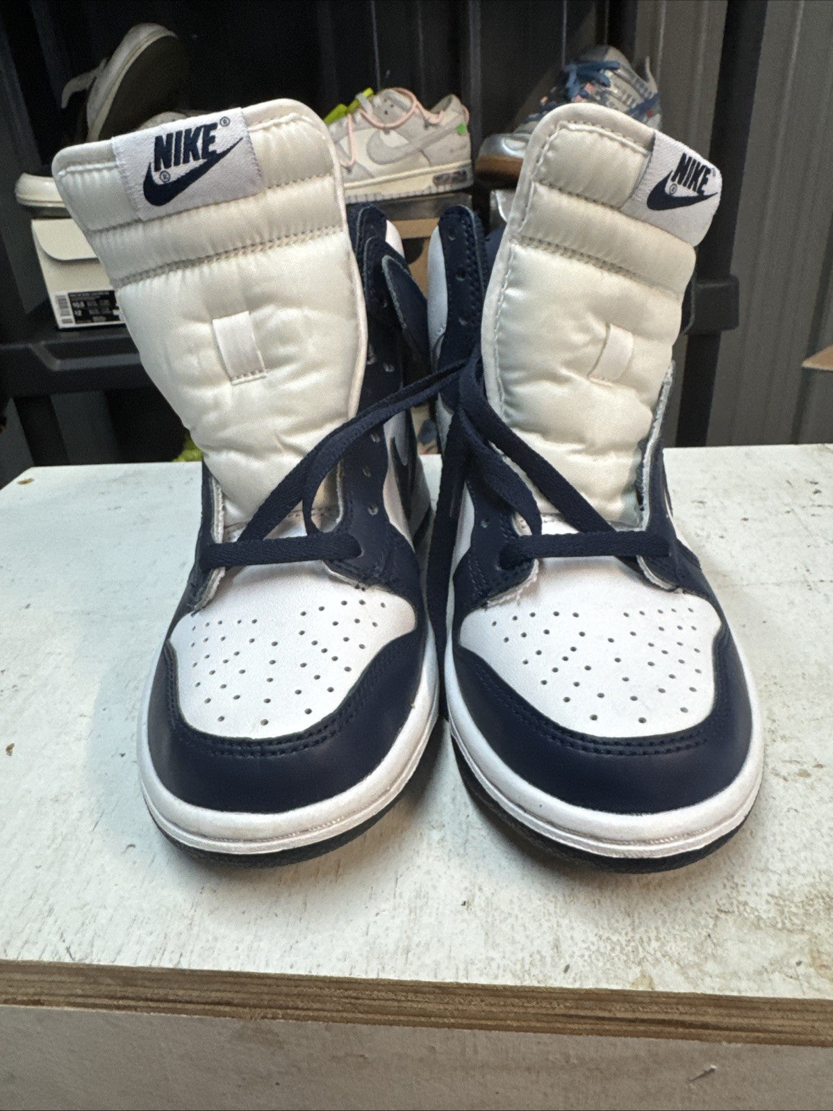 Nike Dunk High White/Midnight Navy | Replacement Box - Worn Once - Size 4Y - product image from the listing.