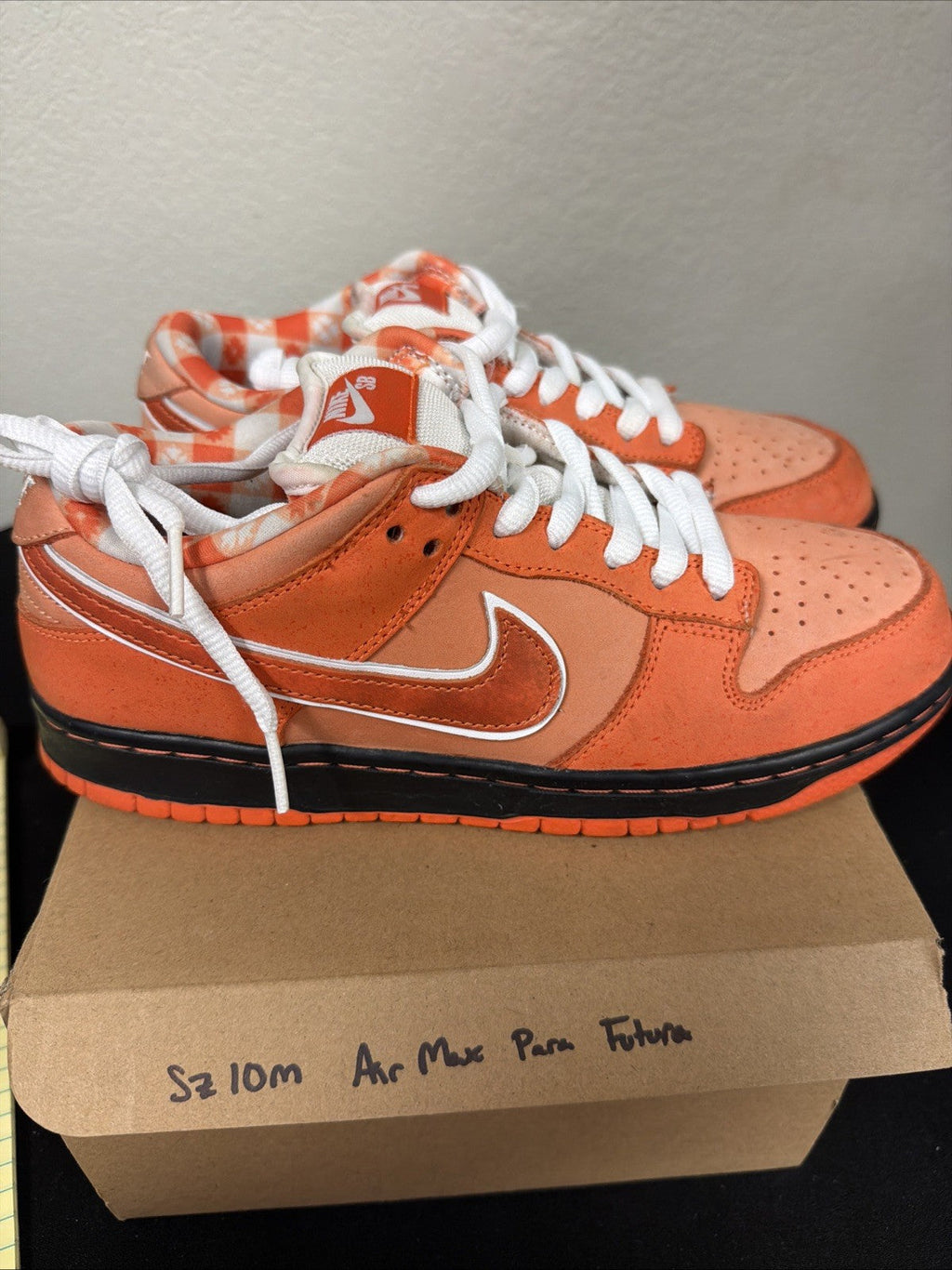 PREOWNED Nike SB Dunk Low Orange Lobster Size 10 - product image from the listing.