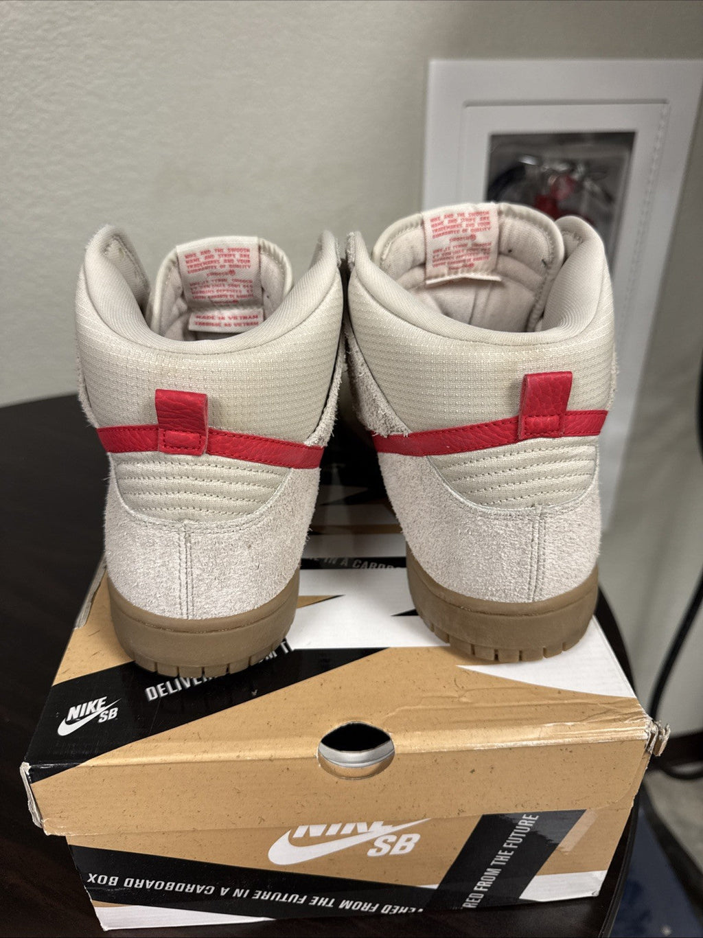 Size 11.5 - 2013 Nike SB Hyper Birch/Red Dunk High | Worn Once - product image from the listing.