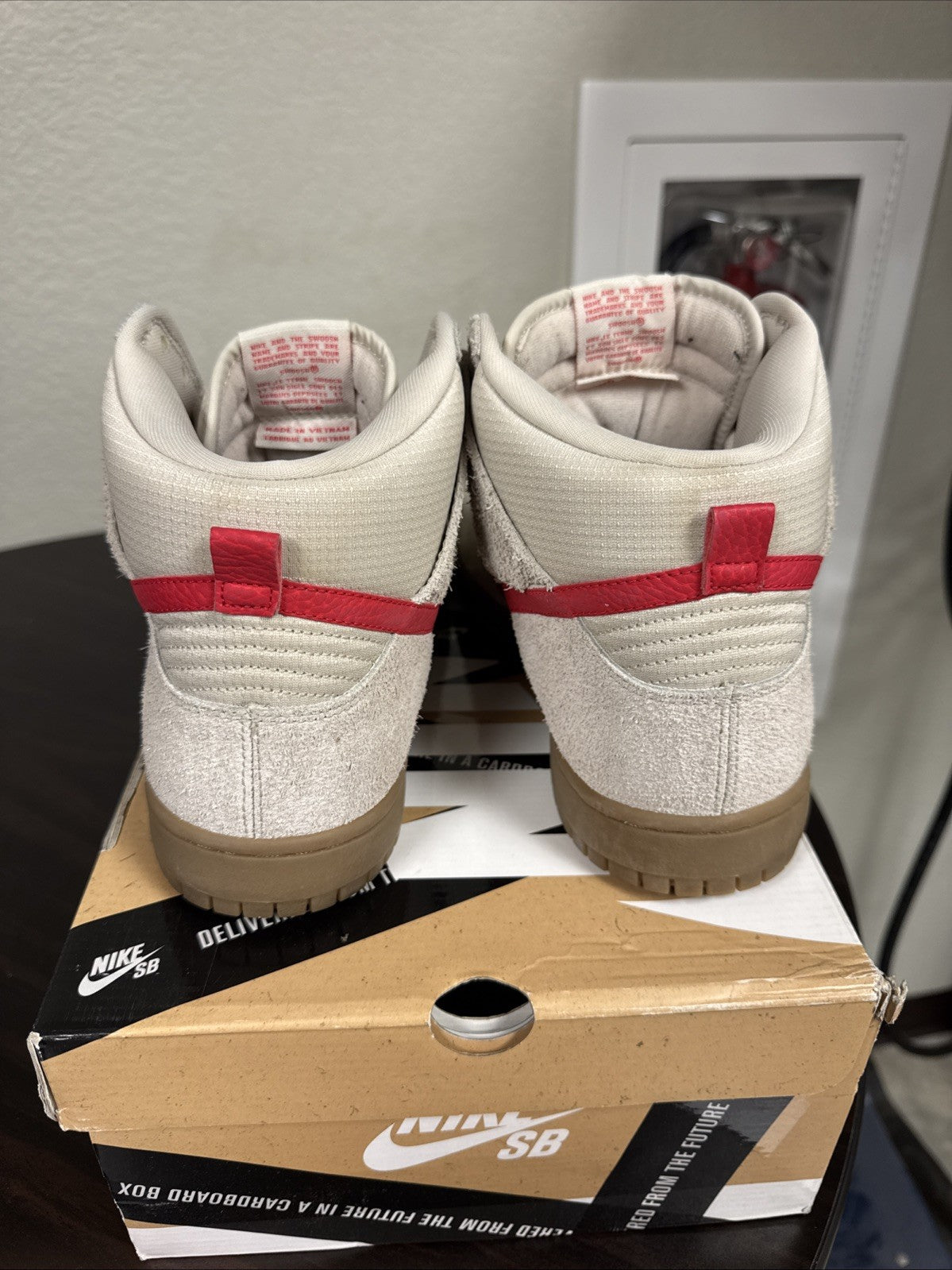 Size 11.5 - 2013 Nike SB Hyper Birch/Red Dunk High | Worn Once - product image from the listing.