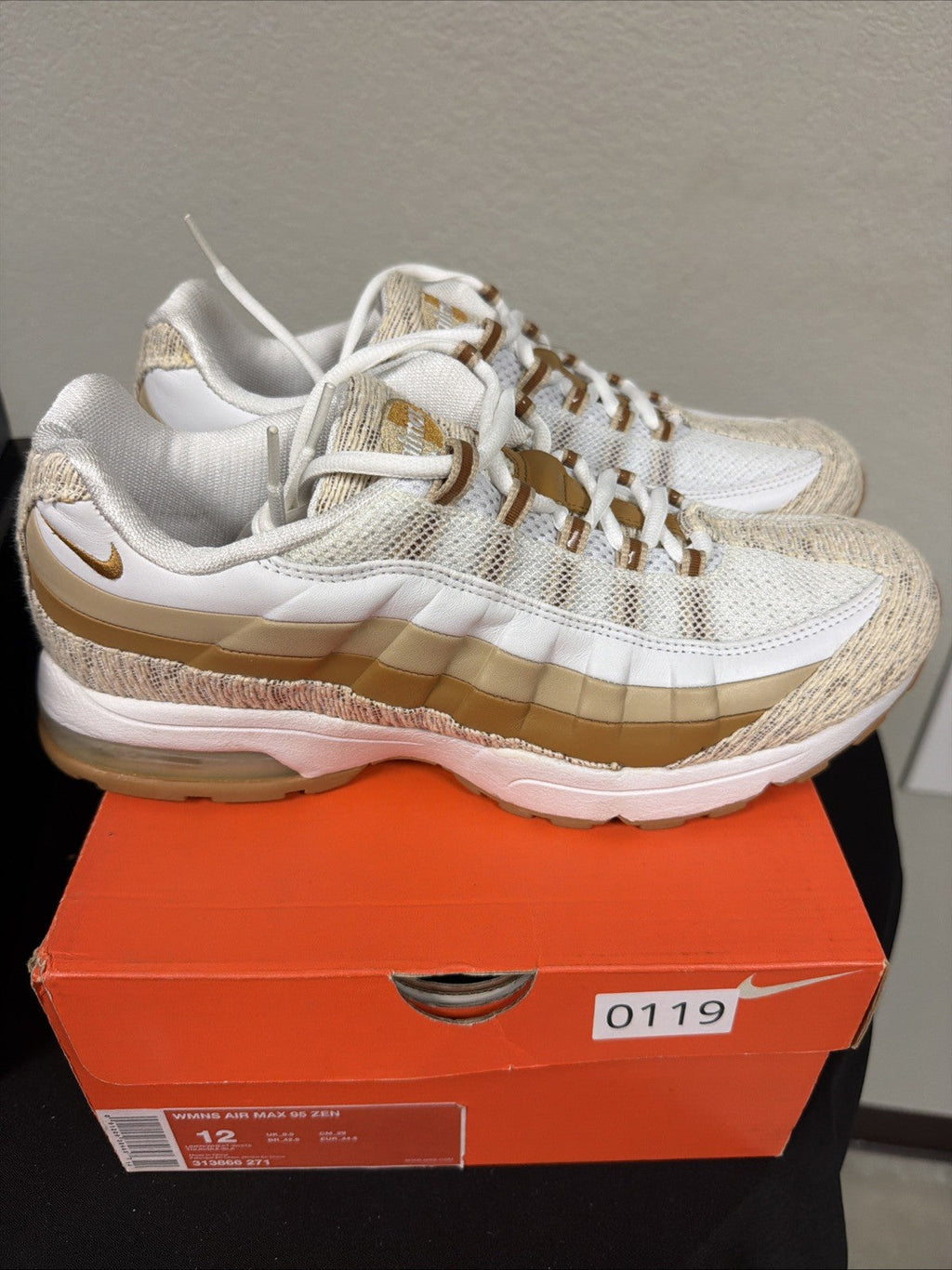 Women's Size 12 - Air Max 95 Zen Beige Linen Brown Wheat White 2007 - product image from the listing.