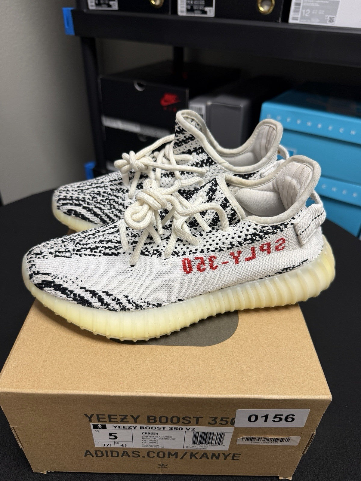 Men's adidas Yeezy Boost 350 V2 'Zebra' Size 5 Women's 6.5 (CP9654) OG - product image from the listing.