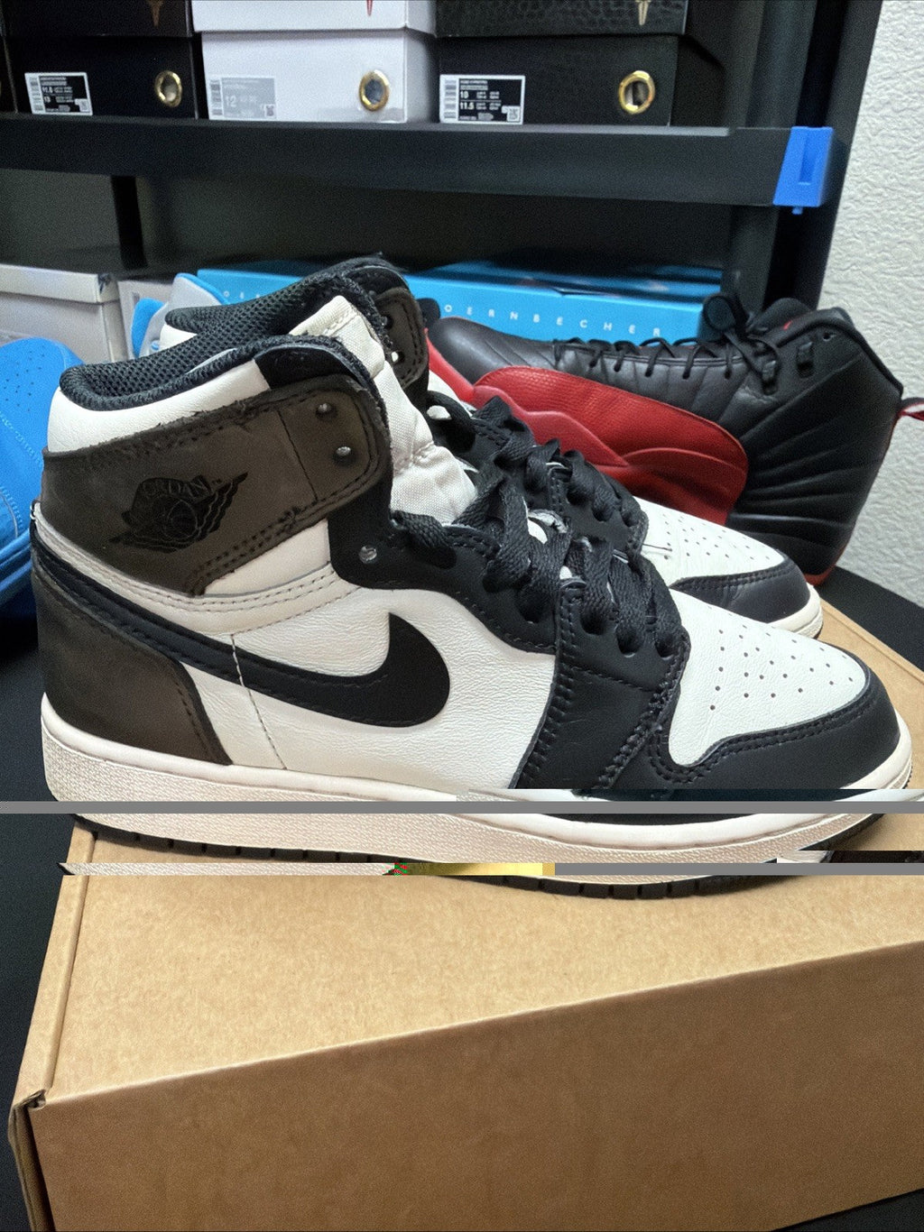 Shoes 5Y Sail/Dark Mocha-Black-Black - Air Jordan 1 Retro High - product image from the listing.