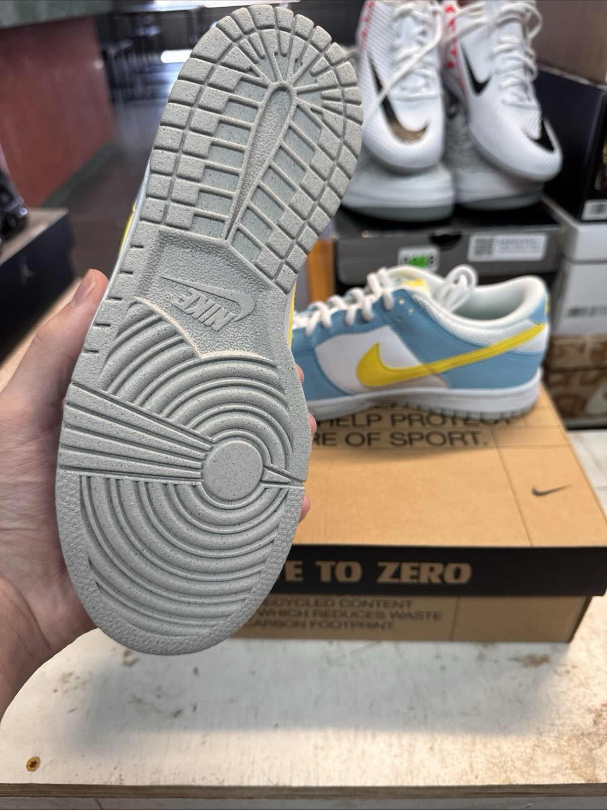 Nike Dunk Low GS Blue Chill Yellow Strike White - Size 4.5Y - product image from the listing.