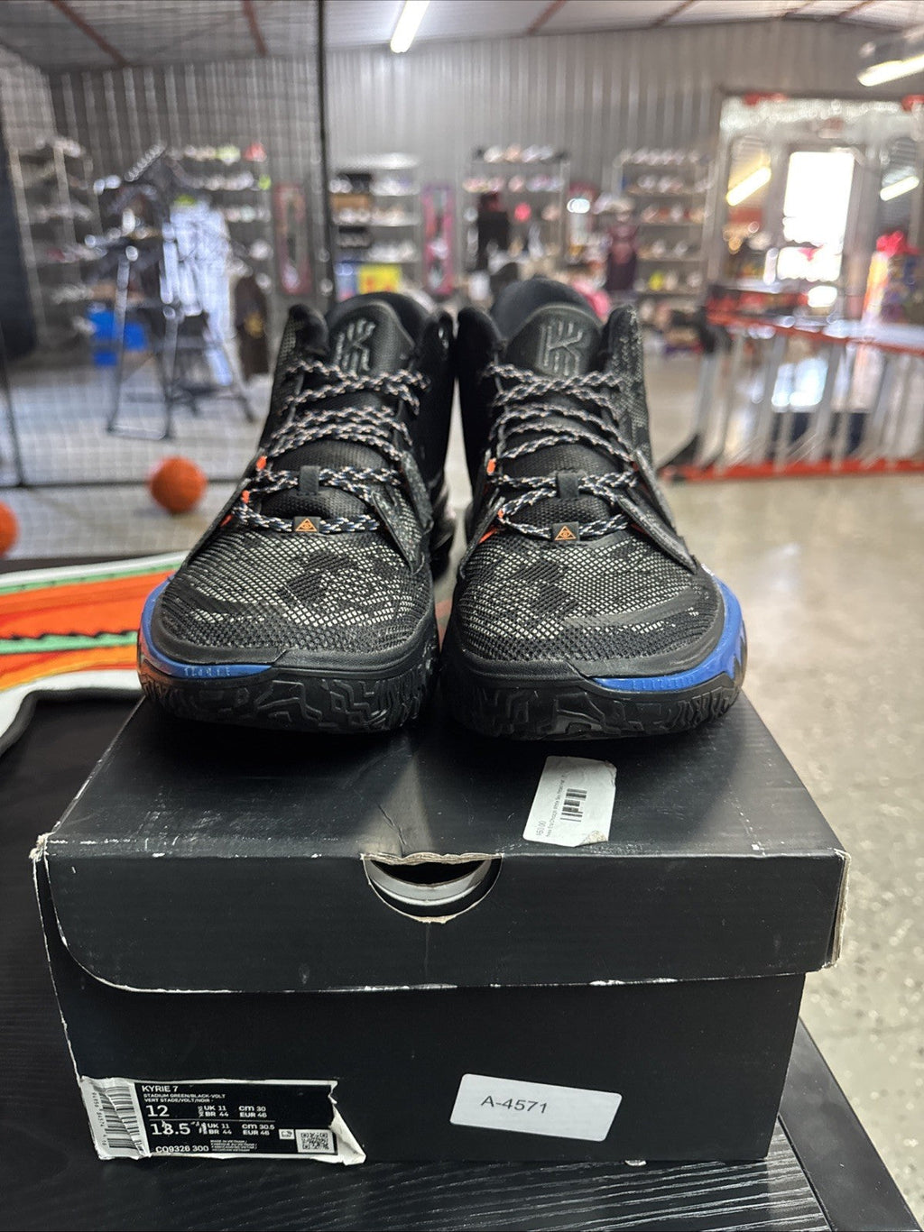 Nike Kyrie 7 Black Blue - Size 12 - product image from the listing.