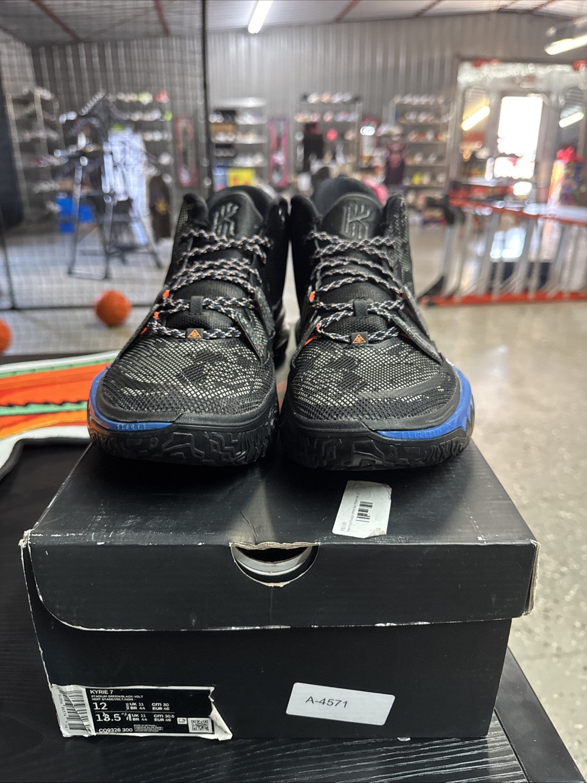 Nike Kyrie 7 Black Blue - Size 12 - product image from the listing.