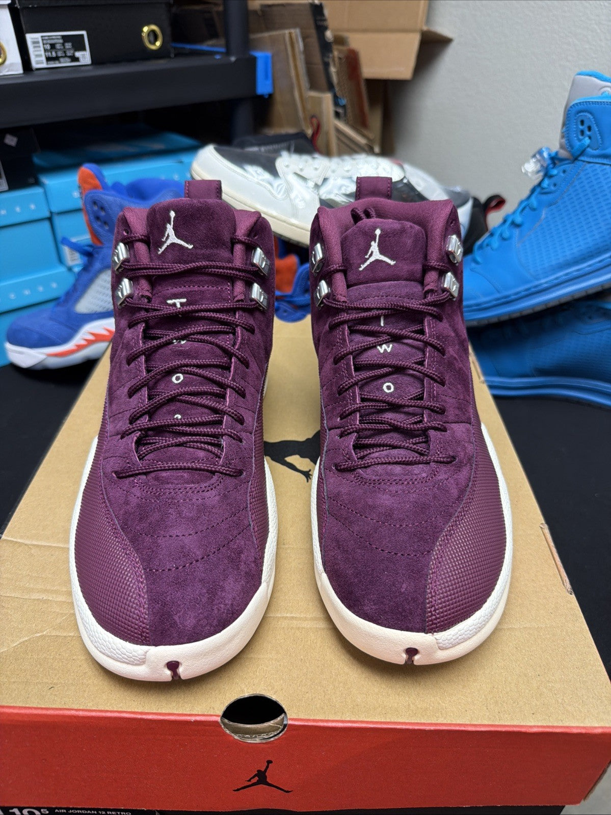 Air Jordan 12 Retro Bordeaux White 2017 Mid Top Men's Athletic Sneaker - product image from the listing.