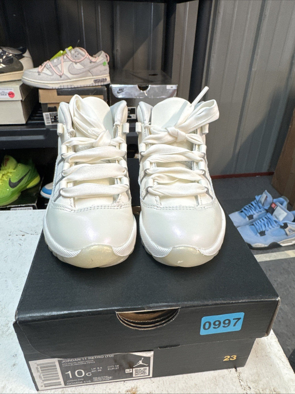 Jordan 11 Retro (TD) Shoes DO3856 110 Sail/Pearl/Grey/White Sz - Size 10c - product image from the listing.