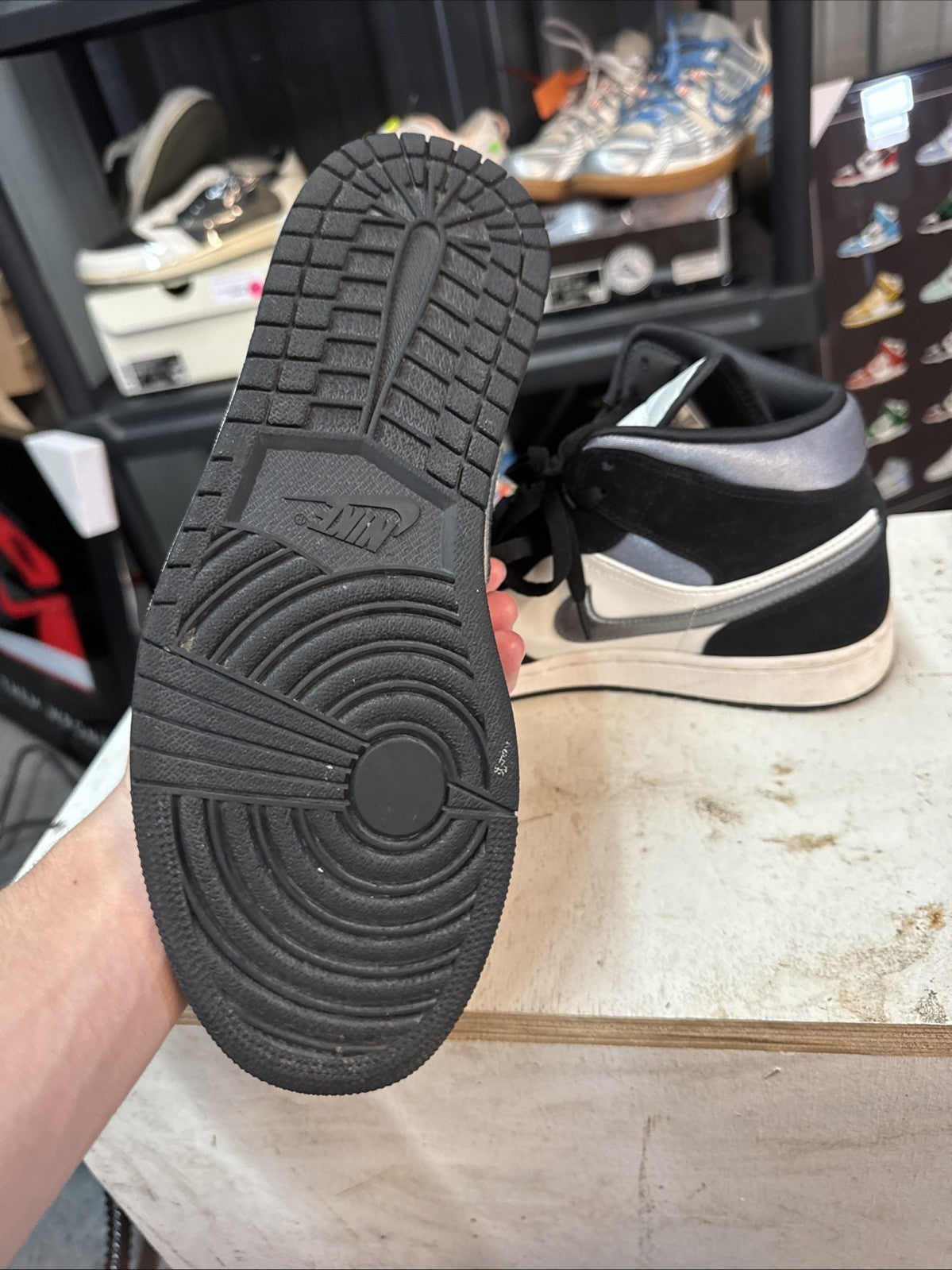 Size 10 Nike Air Jordan One Mid Se Satin Grey Toe | Replacement Box - product image from the listing.