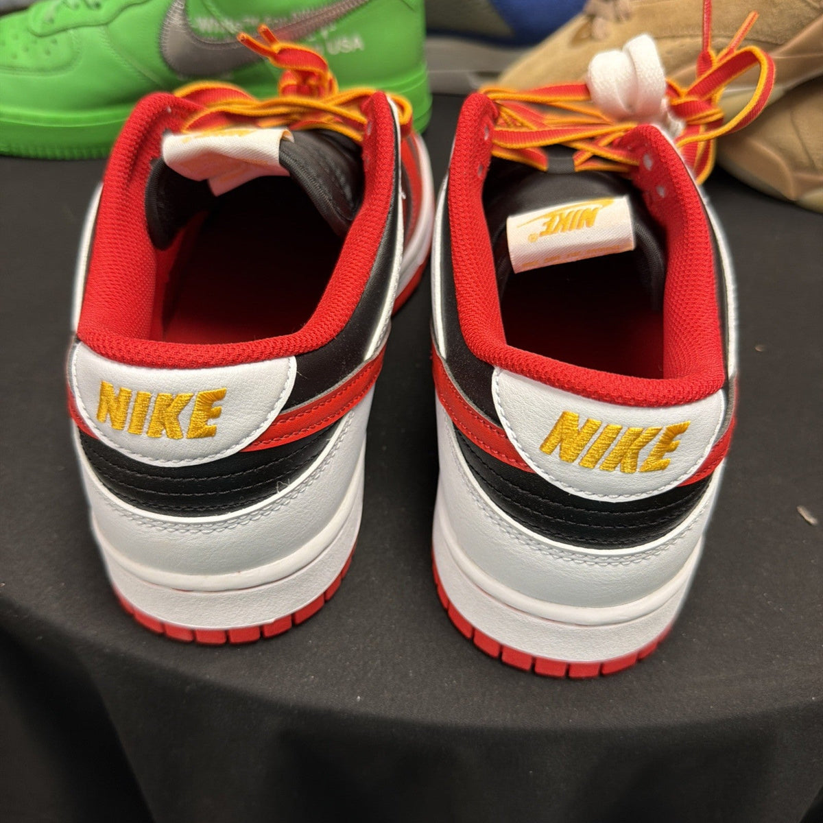 Men's Nike Dunk Low Retro Black White University Gold Red | Size 11.5 - product image from the listing.