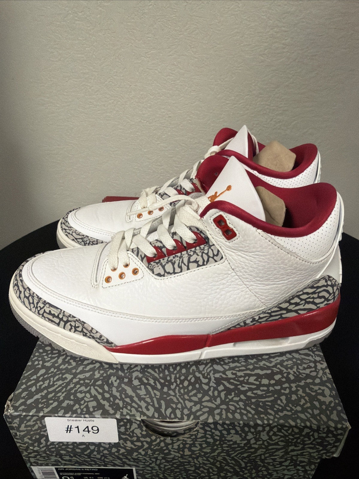 Men's Nike Air Jordan 3 Retro Cardinal Red White Cement Grey CT8532-126 Size 9.5 - product image from the listing.