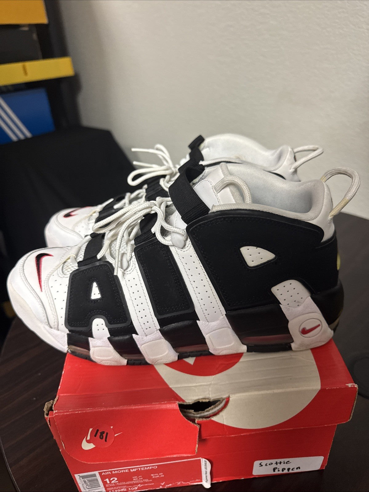 Nike Air More Uptempo '96 DX3356-001 Hoops Leather Basketball Sneakers - Size 12 - product image from the listing.