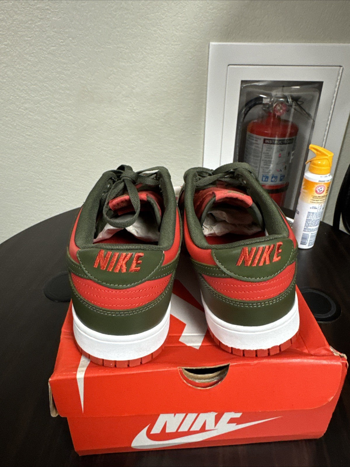 Men's Nike Dunk Low Retro BTTYS Shoes Mystic Red Cargo Khaki DV0833 600 - product image from the listing.
