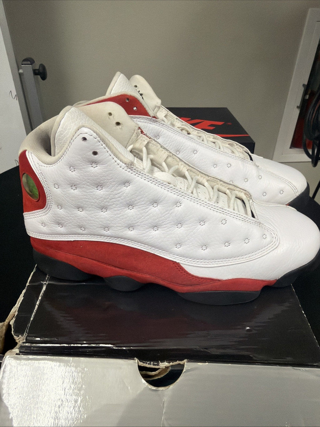 Air Jordan Cherry 13 Size 10 Retro Nike 2010 Release White, in Red Black 414571-101 - product image from the listing.