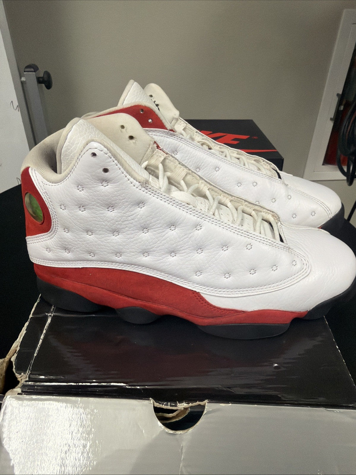 Air Jordan Cherry 13 Size 10 Retro Nike 2010 Release White, in Red Black 414571-101 - product image from the listing.