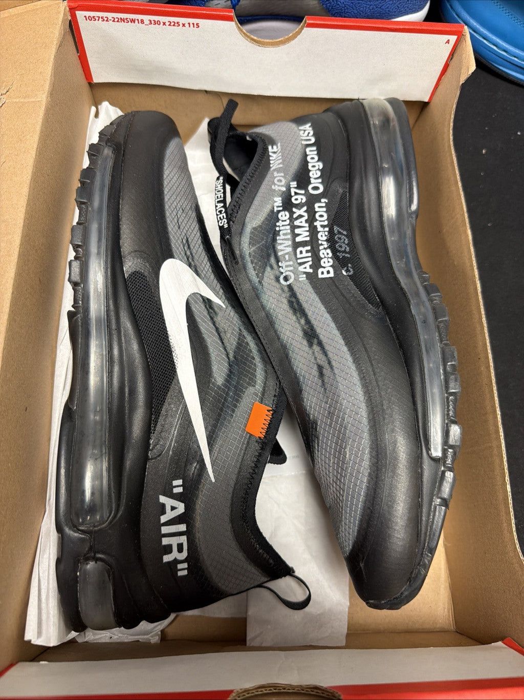 Men's Off-White Nike Air Max 97 Black Size 10 AJ4585-001 Virgil Abloh - product image from the listing.