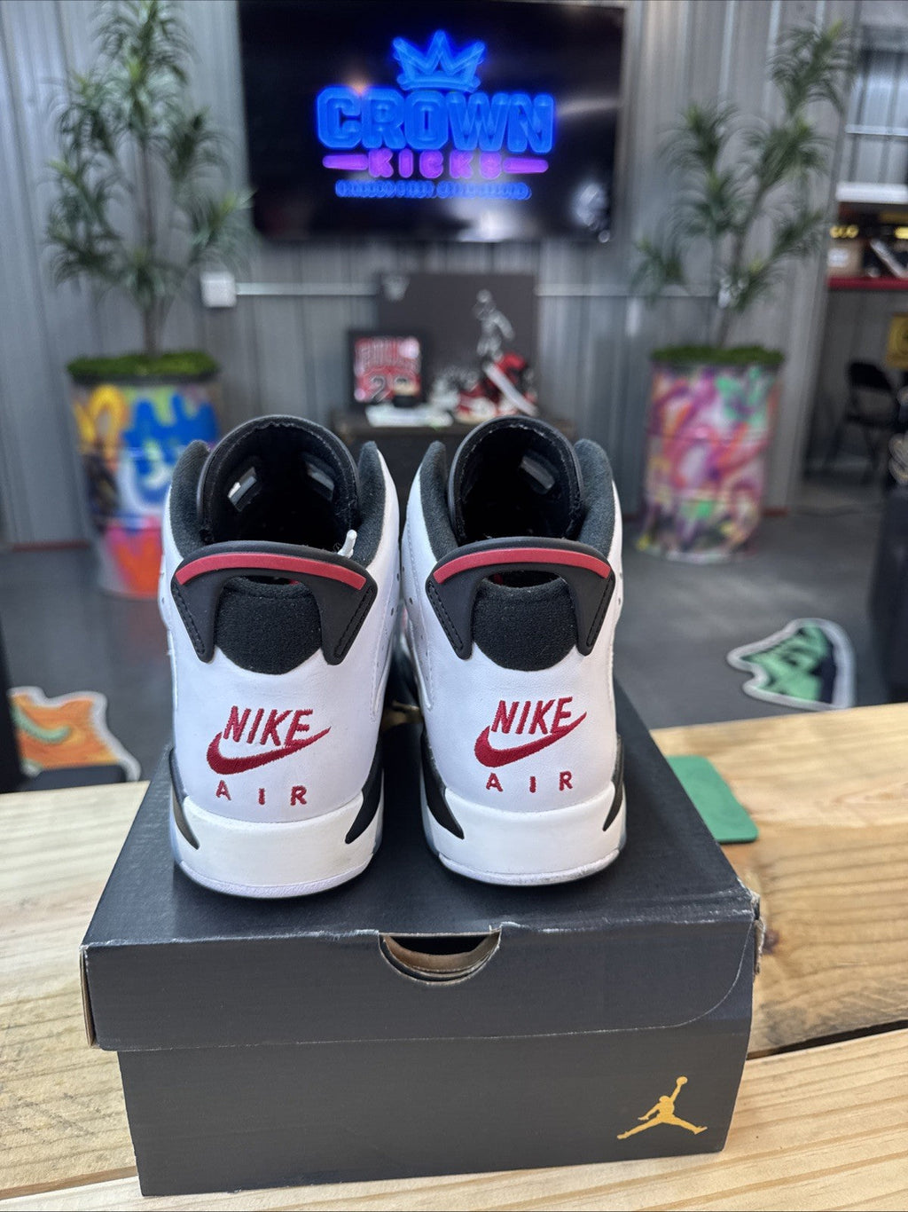 Nike Kids Jordan 6 Retro White Carmine Black - Size 7y - product image from the listing.