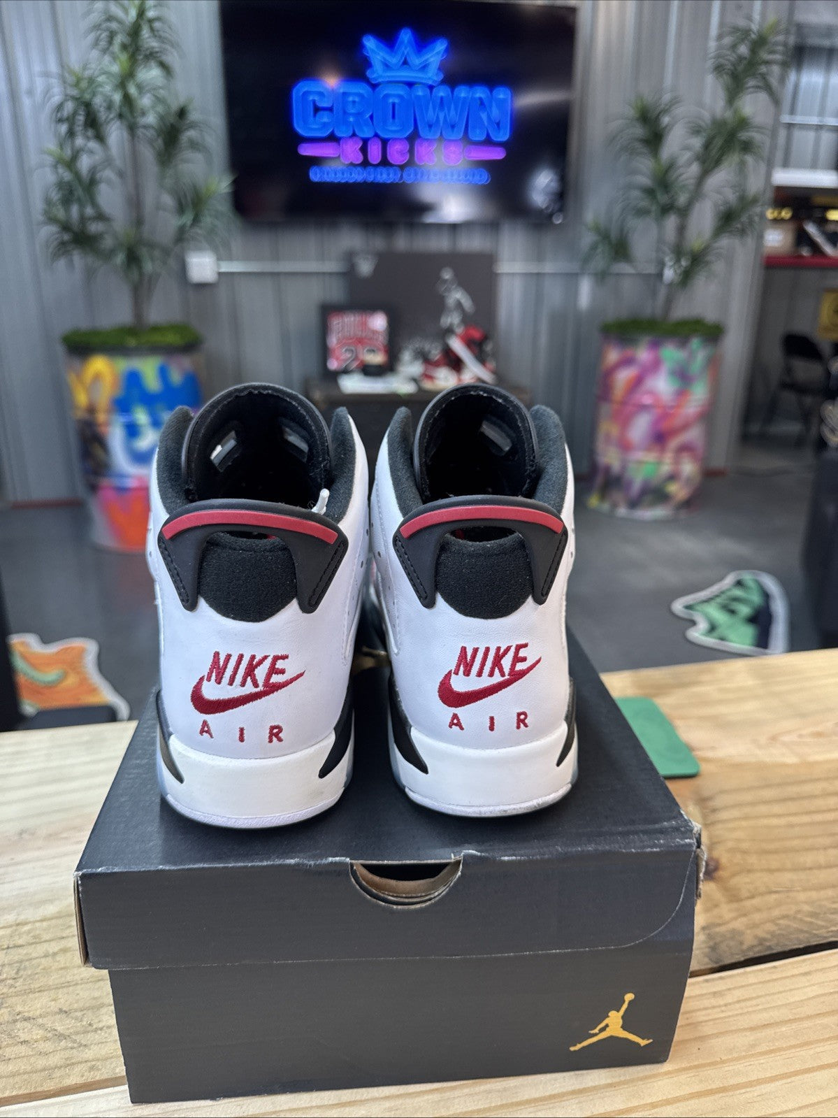 Nike Kids Jordan 6 Retro White Carmine Black - Size 7y - product image from the listing.