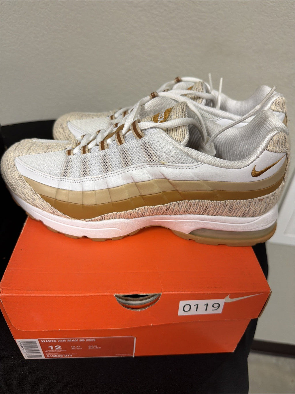 Women's Size 12 - Air Max 95 Zen Beige Linen Brown Wheat White 2007 - product image from the listing.