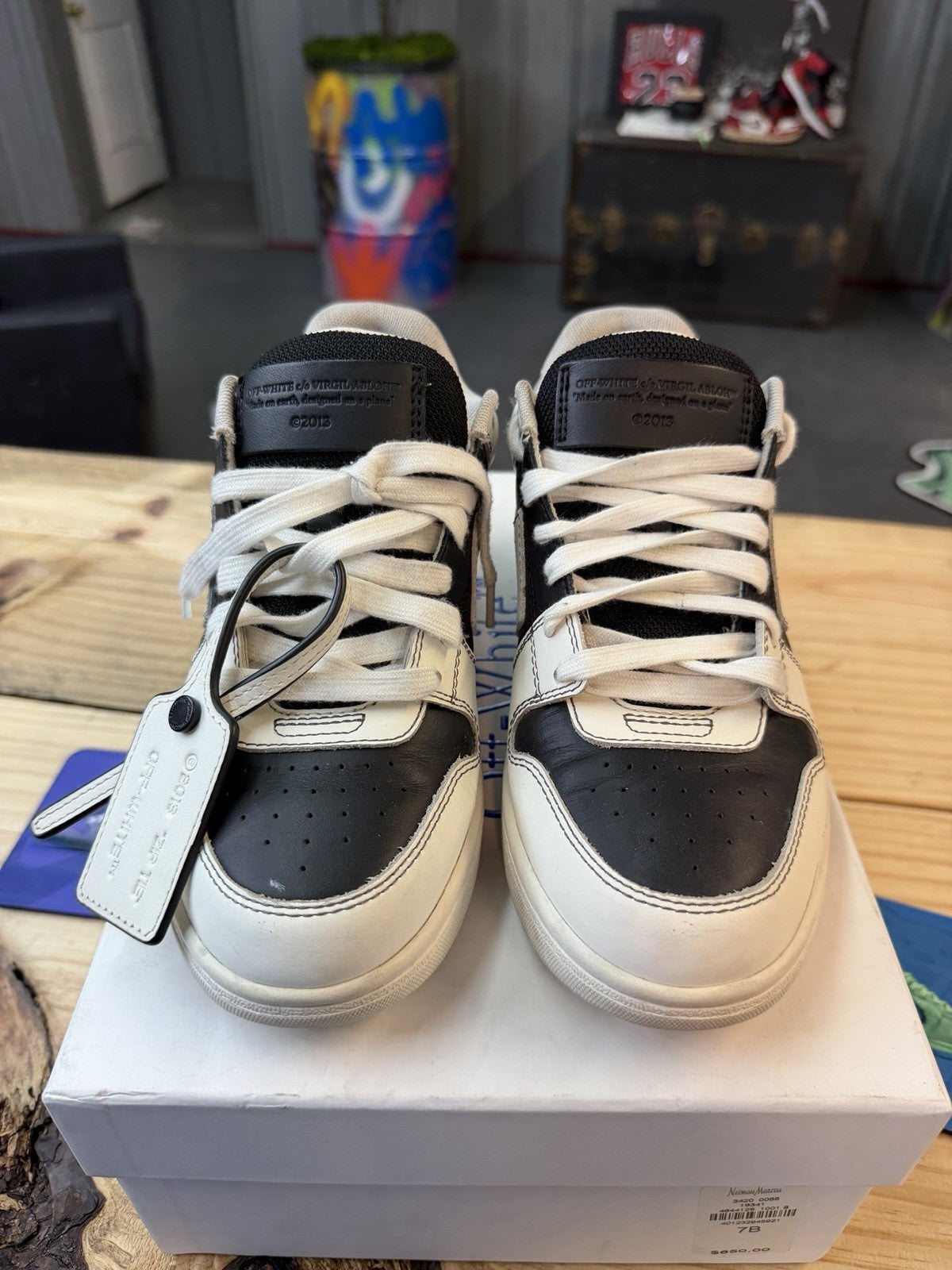 NEW! Off White Out-Of-Office Black on White Trainers Shoes Size 39 (7) - product image from the listing.