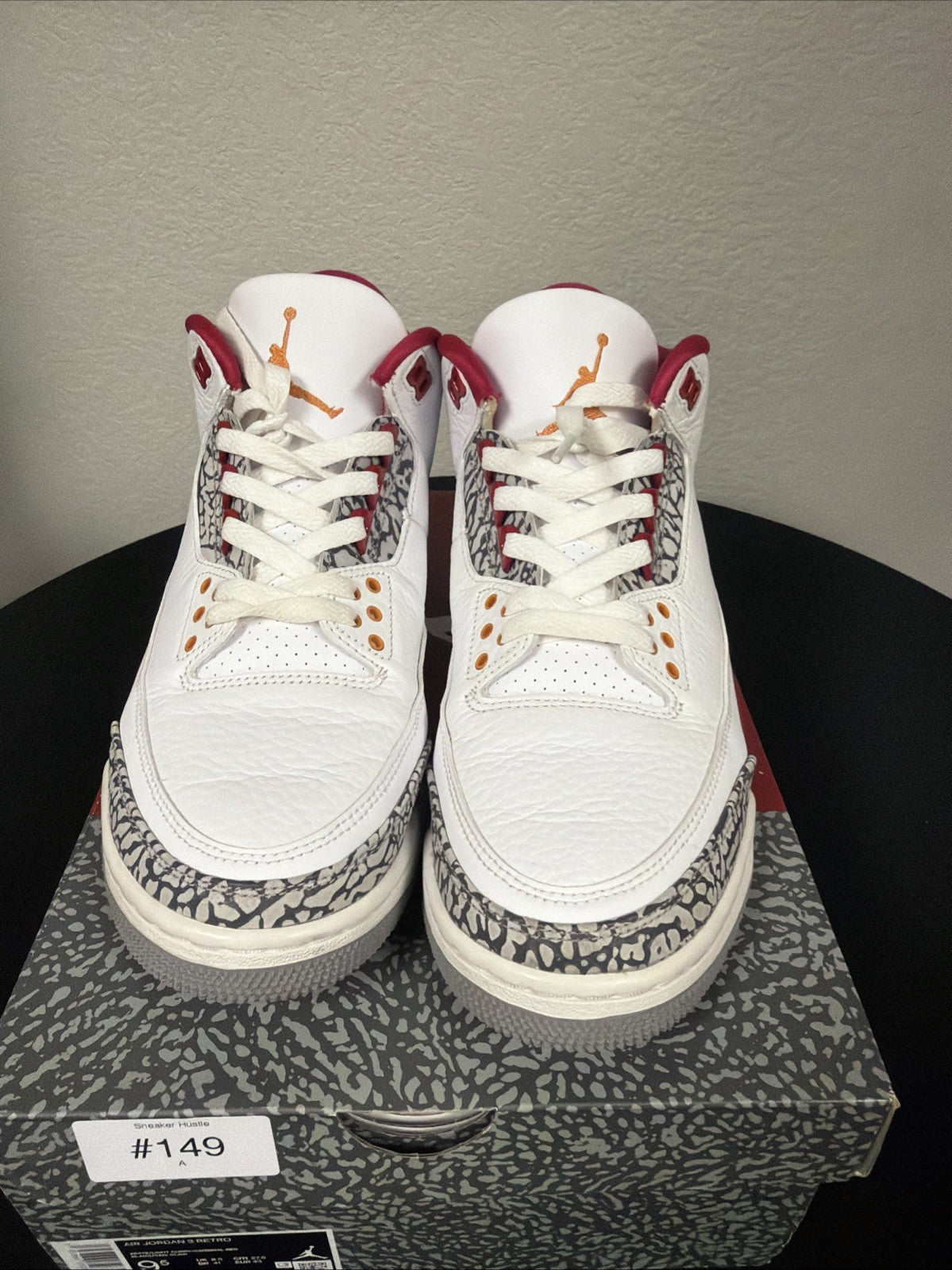Men's Nike Air Jordan 3 Retro Cardinal Red White Cement Grey CT8532-126 Size 9.5 - product image from the listing.