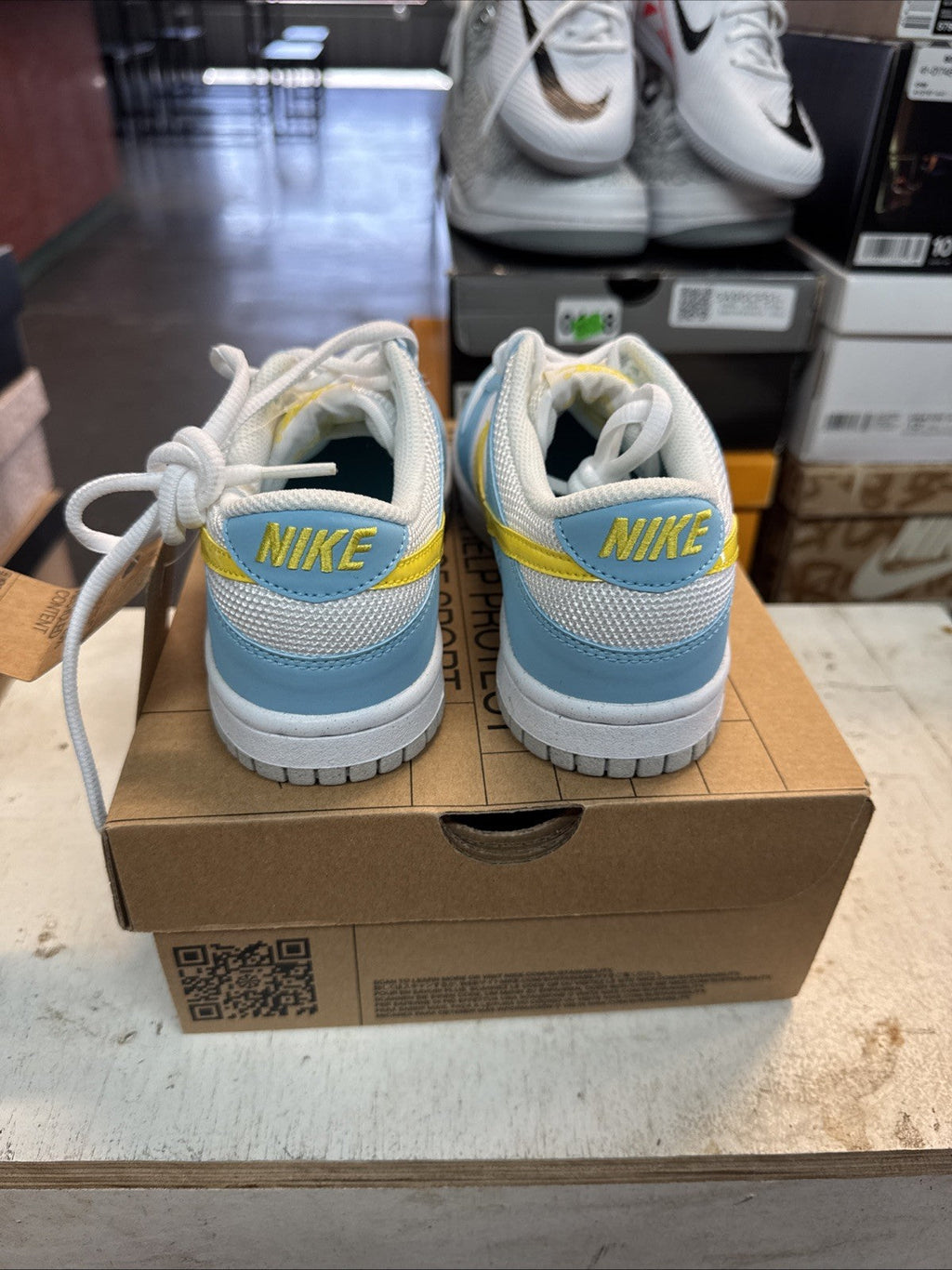 Nike Dunk Low GS Blue Chill Yellow Strike White - Size 4.5Y - product image from the listing.
