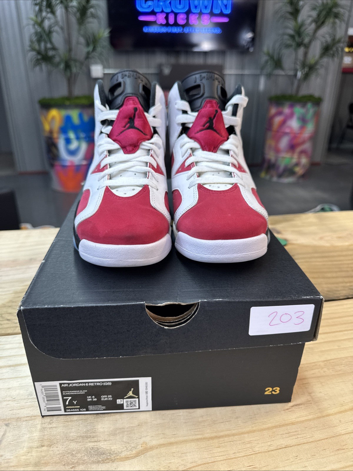 Nike Kids Jordan 6 Retro White Carmine Black - Size 7y - product image from the listing.