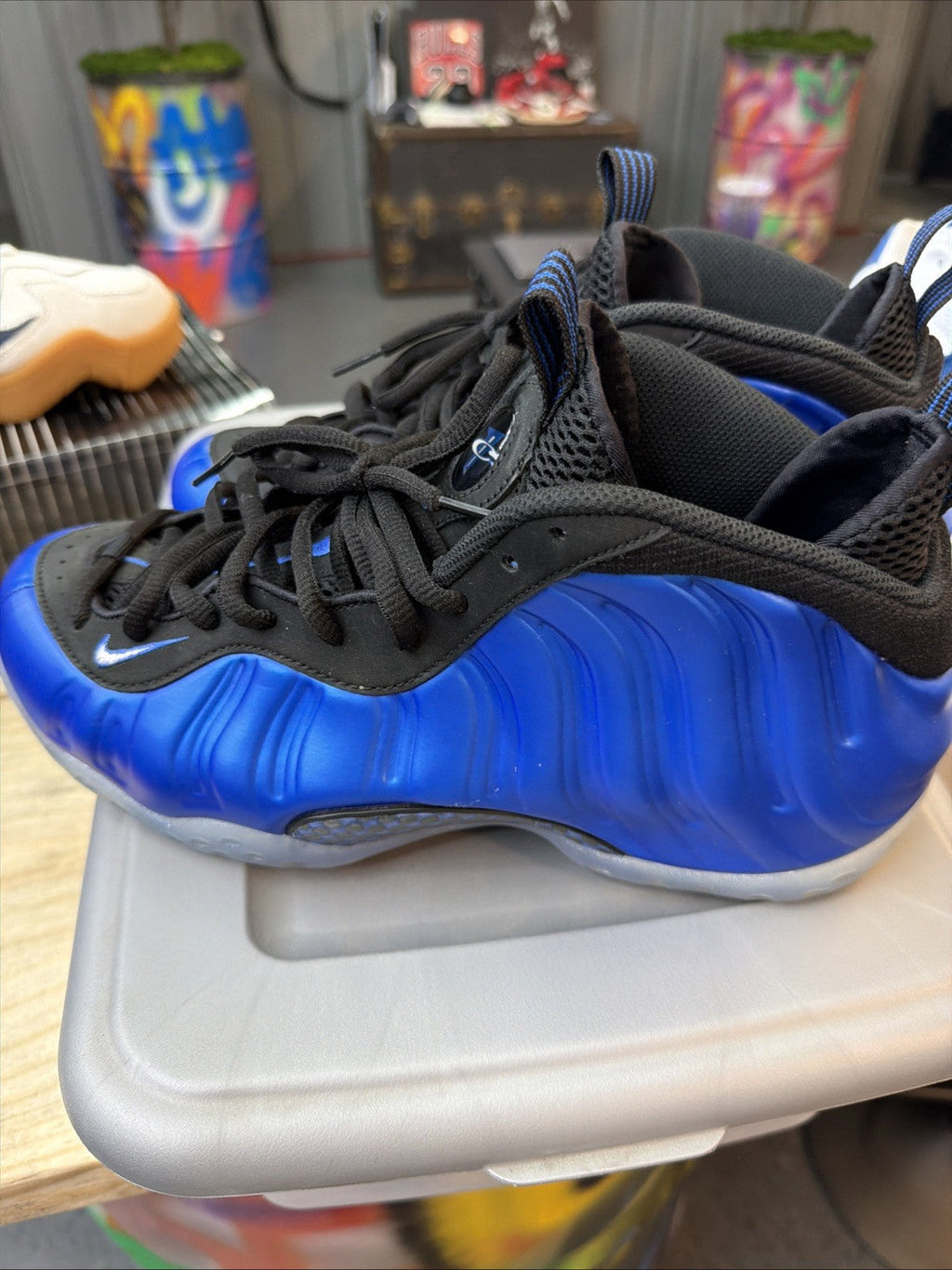 Men's Nike Foamposite One Blue Black size 9.5 - product image from the listing.