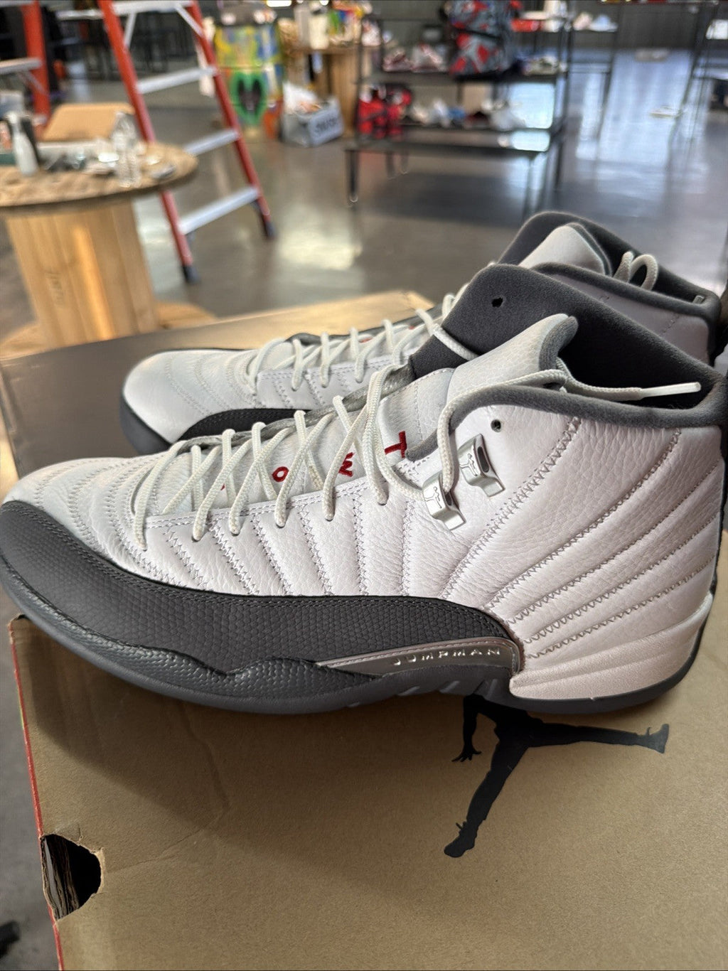 Jordan 12 Retro White Grey 2019 - Size 13 - product image from the listing.