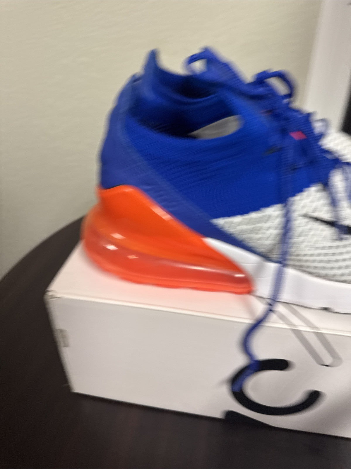 Men's Nike Air Max 270 Flyknit "Racer Blue/Total Crimson Size 8 - product image from the listing.