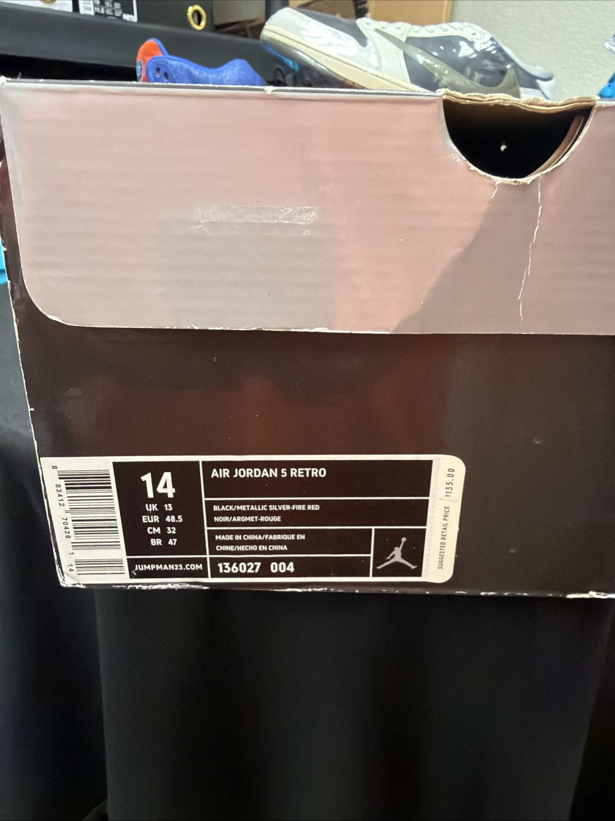 Air Jordan 5 Retro 2007 Black Metallic - Size 14 - product image from the listing.