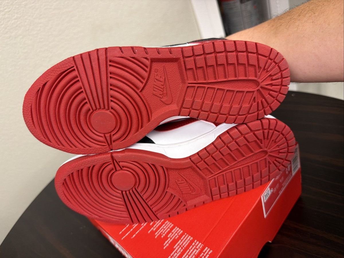 Gym Red/White/Black - Nike Dunk Low Big Kids' Shoes - product image from the listing.