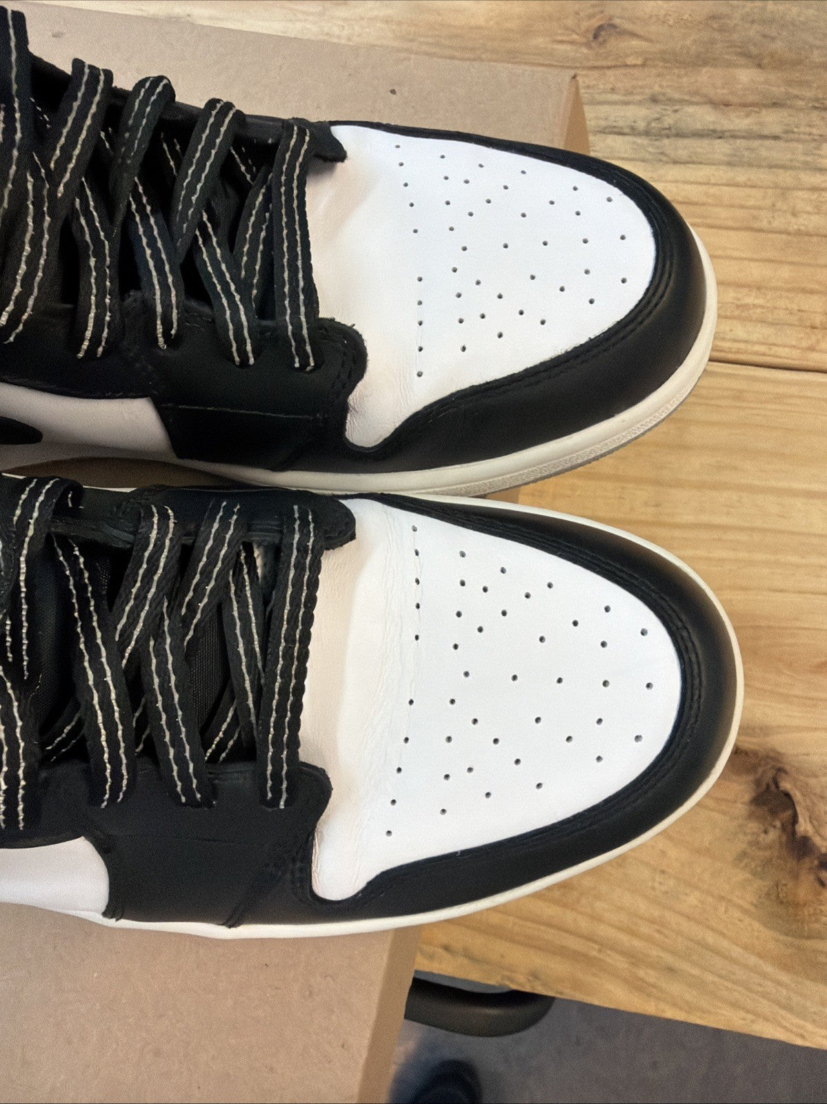 Men's Jordan 1 Retro High OG Barons 12.5 White Black Shoes Sneakers SAMPLE. RARE - product image from the listing.