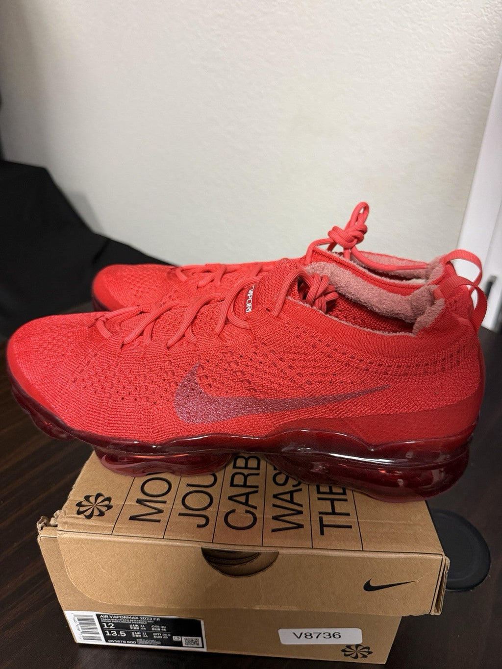 Nike Air VaporMax 2023 Flyknit Triple Red - Size 12 - product image from the listing.