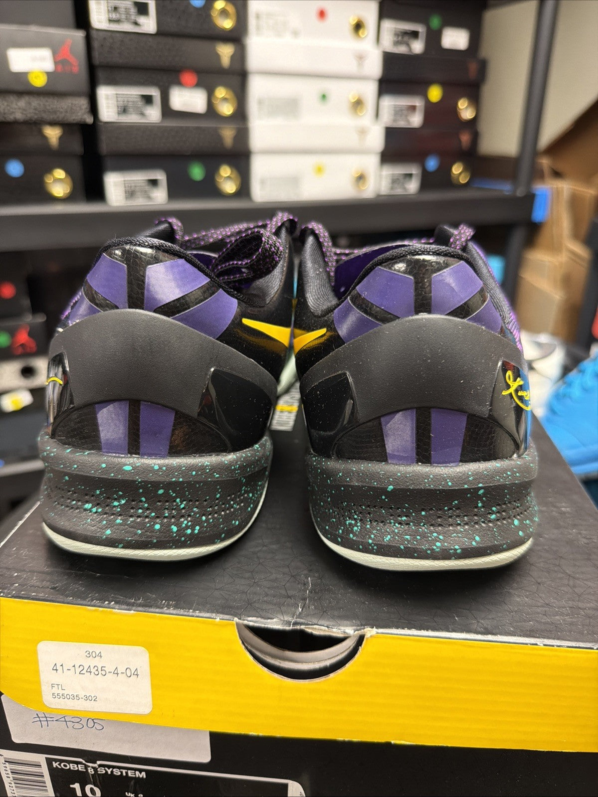 Nike Kobe 8 VIII System Easter Purple-Yellow-Teal Size 10 Trainers 555035-302 - product image from the listing.