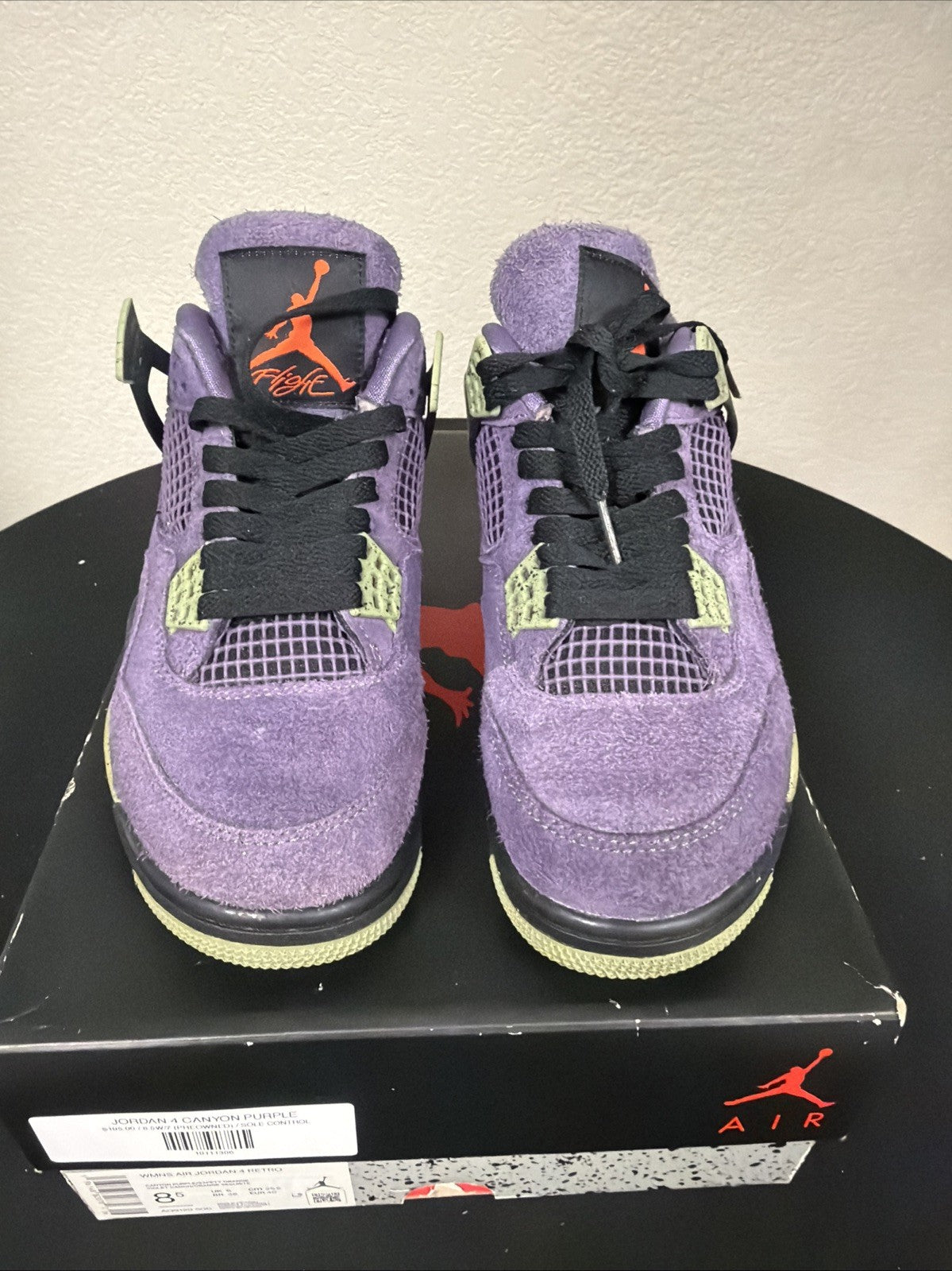 Women's Jordan 4 Retro Canyon Purple Suede Athletic Shoes Size 8.5 AQ9129-500 - product image from the listing.
