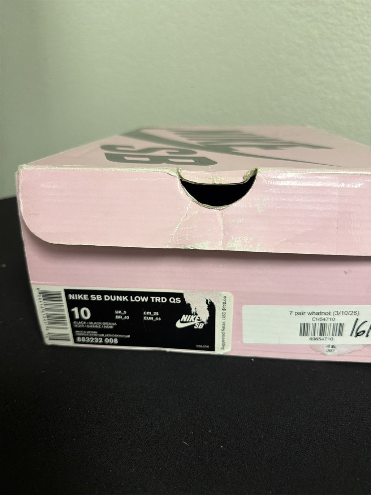 Nike SB Dunk Low TRD QS Staple Pigeon Black Trainers 883232-008 Size 10 Men's - product image from the listing.