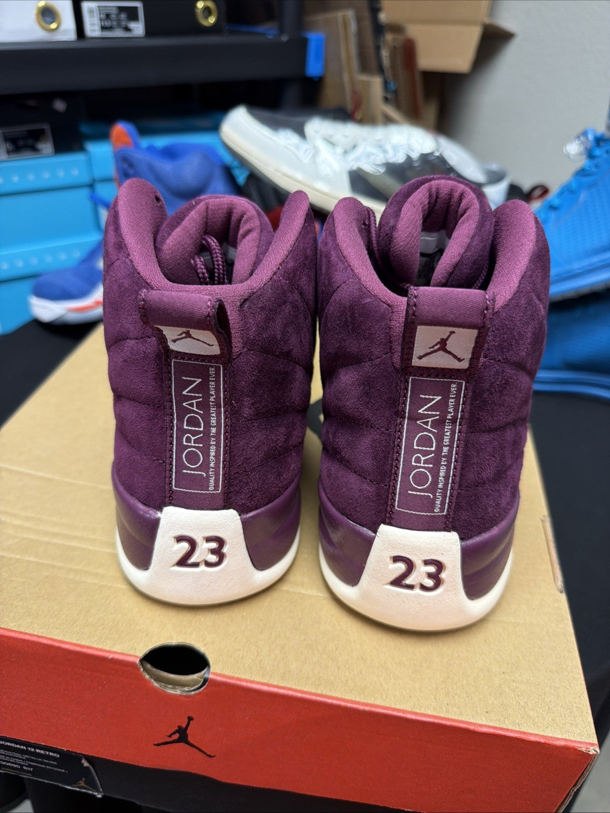 Air Jordan 12 Retro Bordeaux White 2017 Mid Top Men's Athletic Sneaker - product image from the listing.