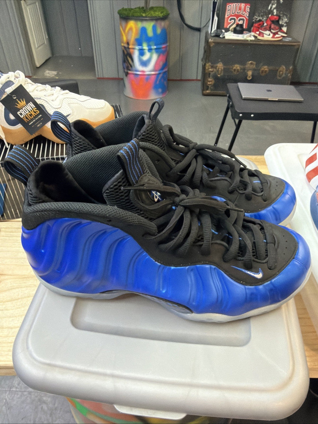 Men's Nike Foamposite One Blue Black size 9.5 - product image from the listing.