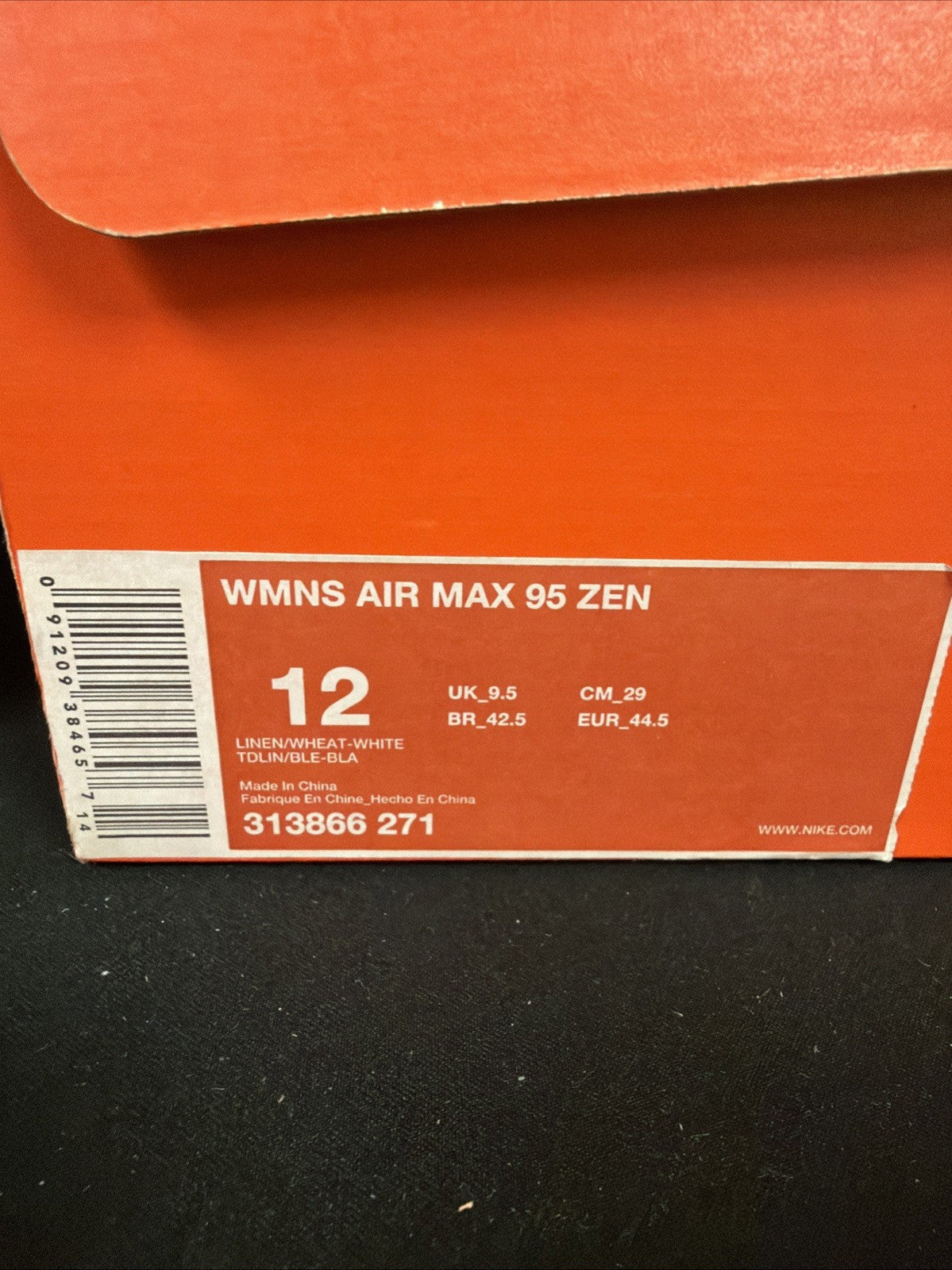 Women's Size 12 - Air Max 95 Zen Beige Linen Brown Wheat White 2007 - product image from the listing.
