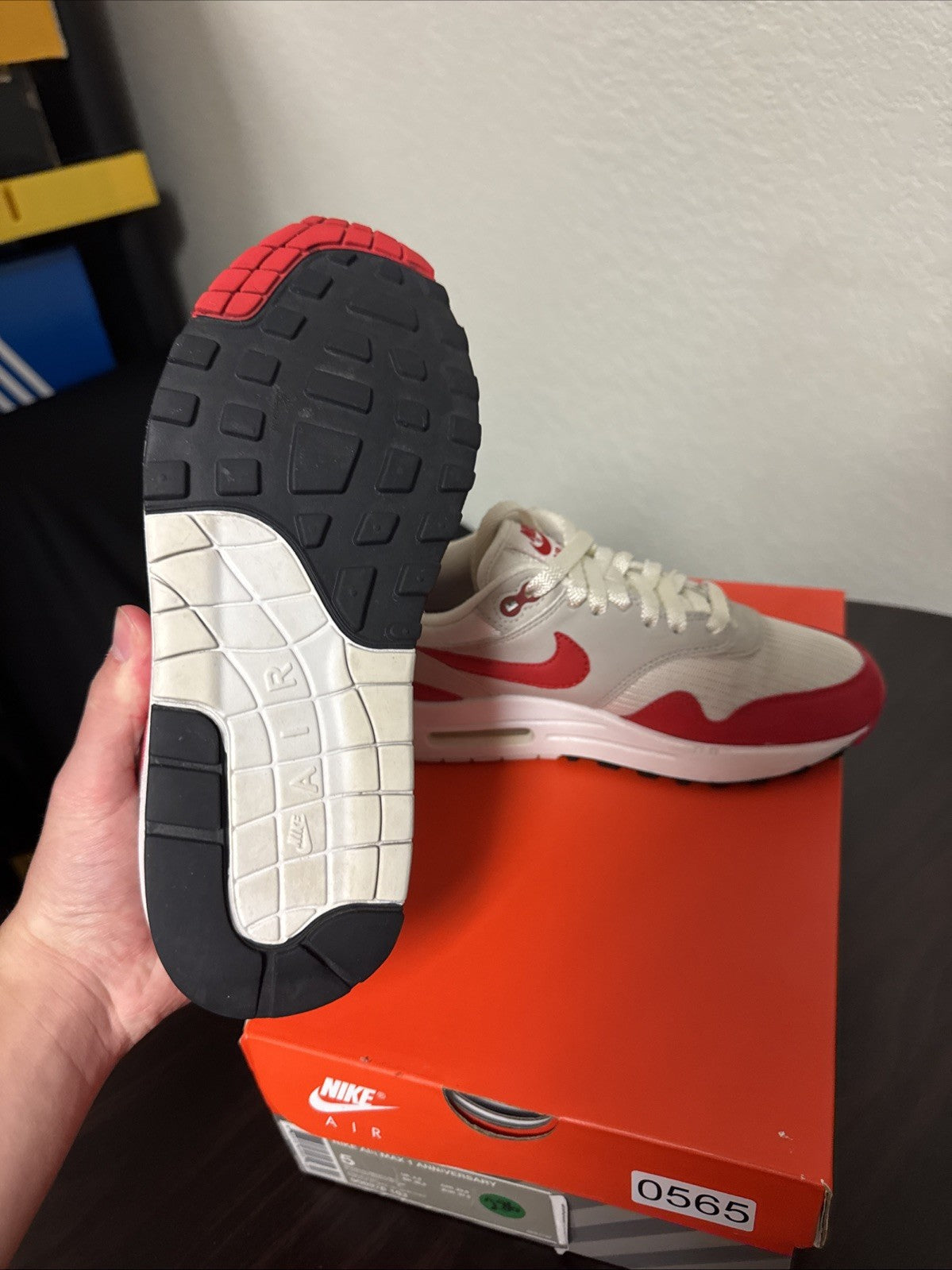 Nike Air Max 1 OG Anniversary - University Red - Size 5 - product image from the listing.