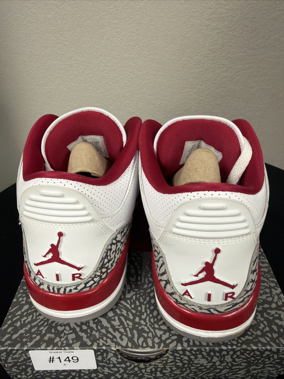 Men's Nike Air Jordan 3 Retro Cardinal Red White Cement Grey CT8532-126 Size 9.5 - product image from the listing.