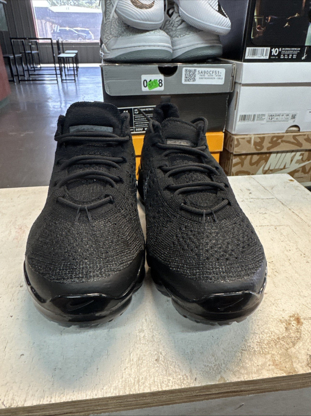 Size 10.5 - Nike Air Vapormax Flyknit Triple Black | Replacement Box for Women - product image from the listing.