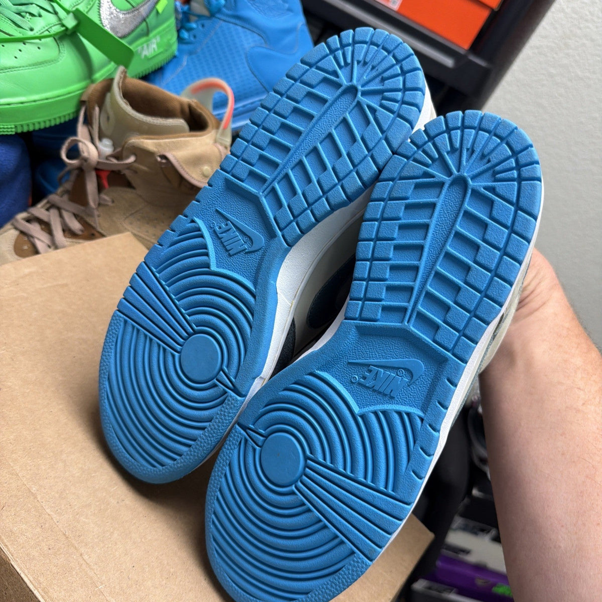 Men's 1/5 Sample Nike Dunk Low Very Rare NYX Vivid Blue / Grey Pavement 2008 - product image from the listing.