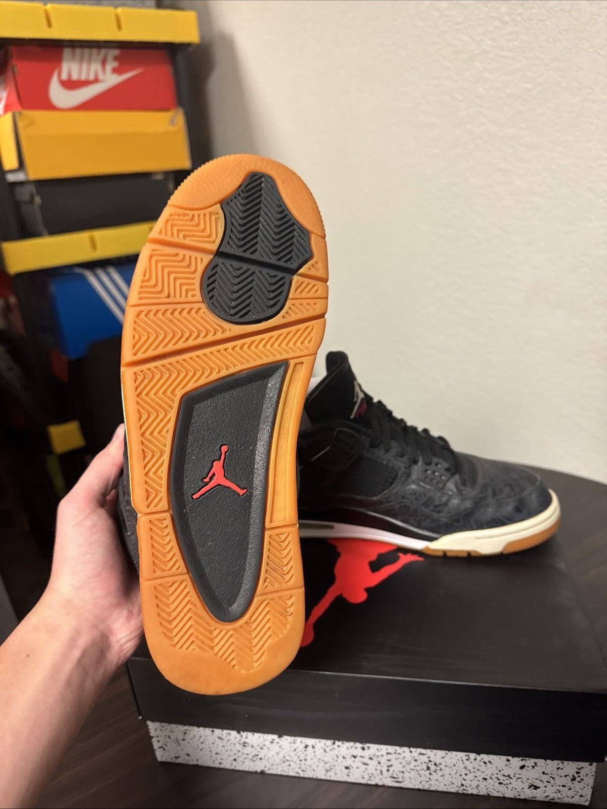 Men's 2019 Air Jordan 4 Retro Black Laser Gum CI1184-001 Size 10.5 - Worn Once - product image from the listing.