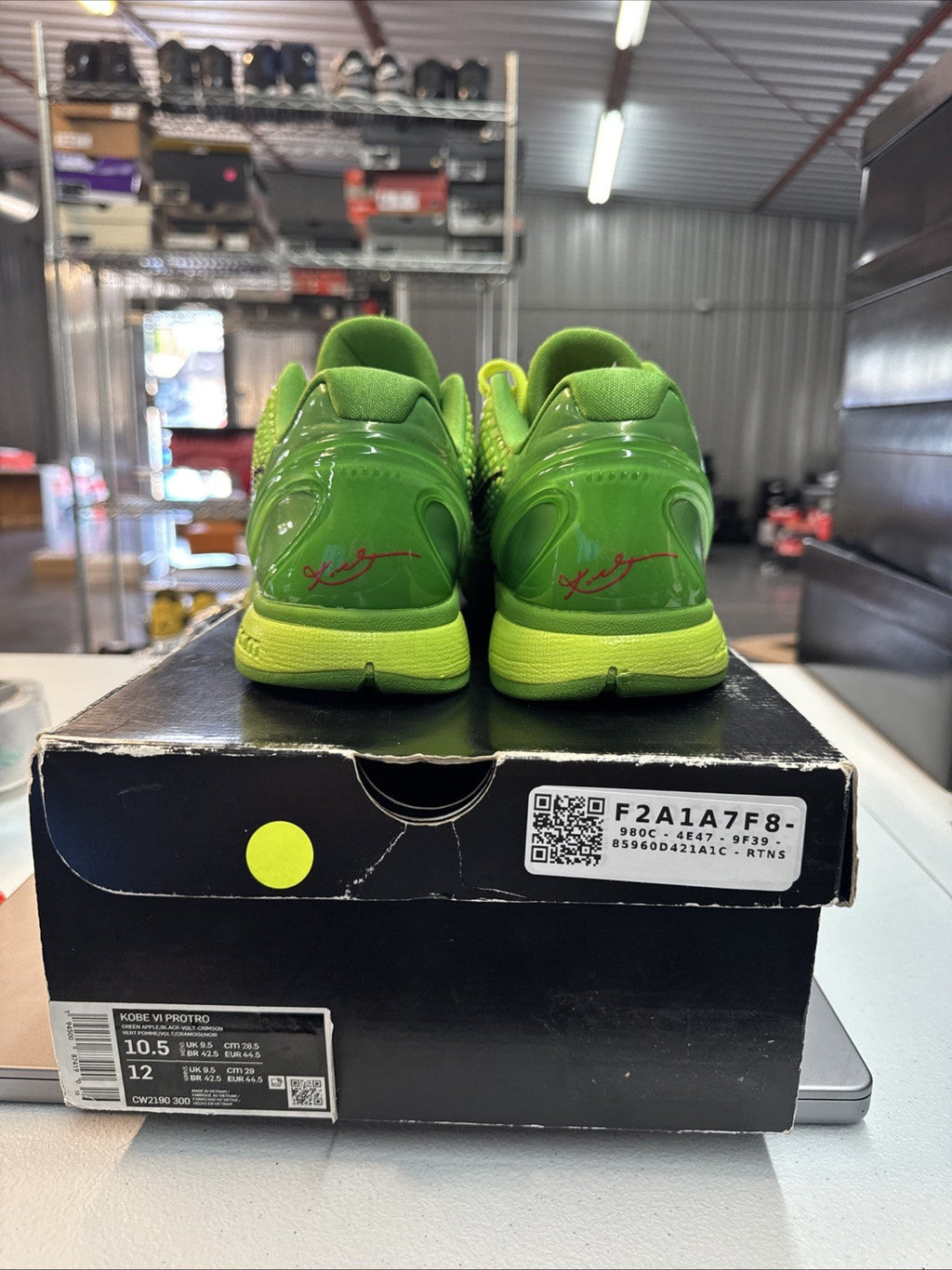 Size 10.5- Nike Kobe 6 Protro Grinch - product image from the listing.